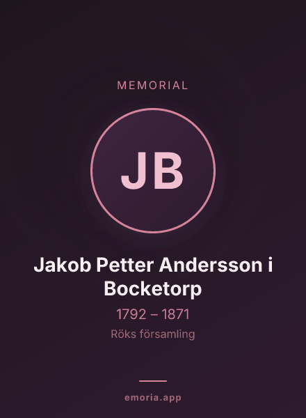 Memorial portrait of Jakob Petter Andersson i Bocketorp