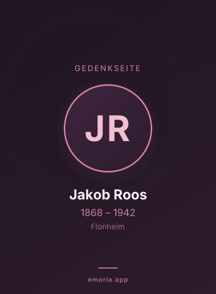 Gedenkportrait von Jakob Roos