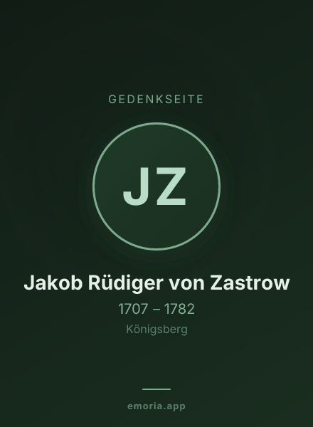 Gedenkportrait von Jakob Rüdiger von Zastrow