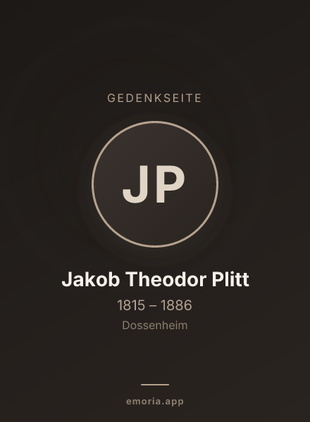 Gedenkportrait von Jakob Theodor Plitt
