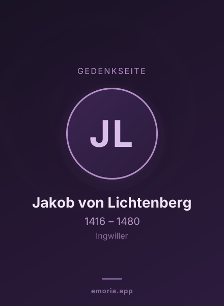 Gedenkportrait von Jakob von Lichtenberg