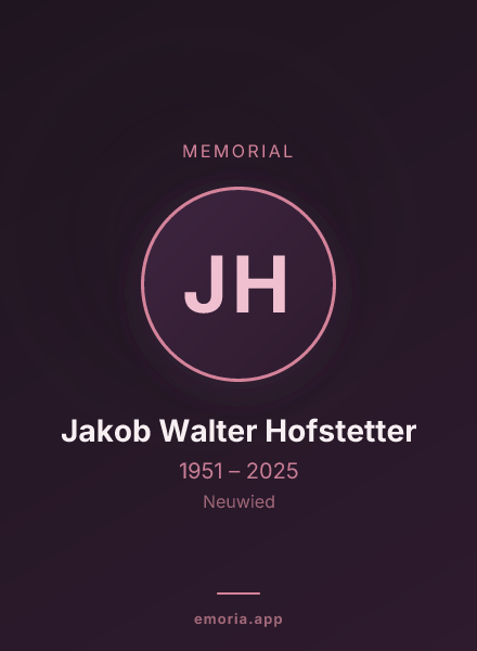 Memorial portrait of Jakob Walter Hofstetter
