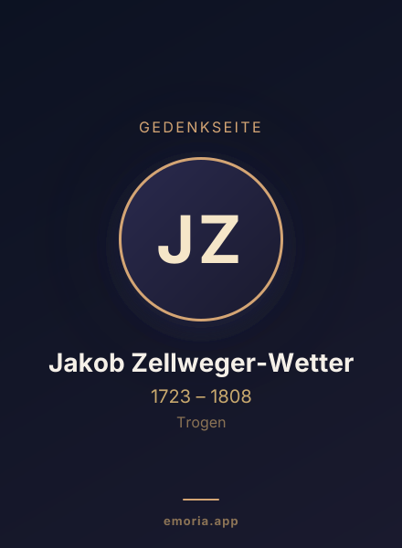 Gedenkportrait von Jakob Zellweger-Wetter