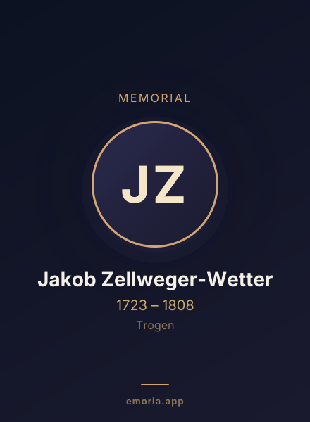 Memorial portrait of Jakob Zellweger-Wetter
