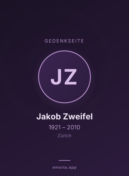 Gedenkportrait von Jakob Zweifel