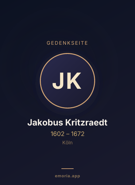 Gedenkportrait von Jakobus Kritzraedt