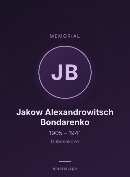 Memorial portrait of Jakow Alexandrowitsch Bondarenko