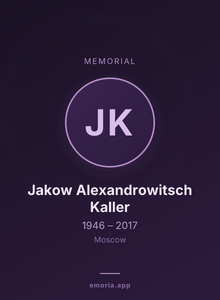 Memorial portrait of Jakow Alexandrowitsch Kaller