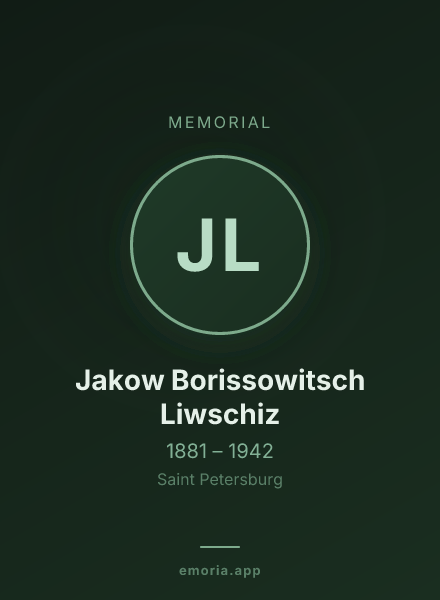 Memorial portrait of Jakow Borissowitsch Liwschiz