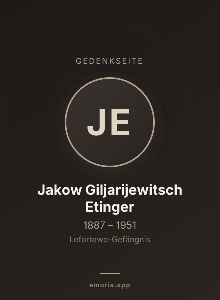 Gedenkportrait von Jakow Giljarijewitsch Etinger
