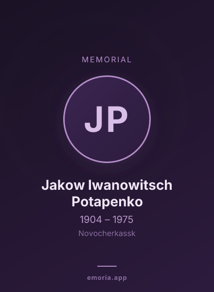 Memorial portrait of Jakow Iwanowitsch Potapenko
