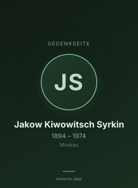Gedenkportrait von Jakow Kiwowitsch Syrkin