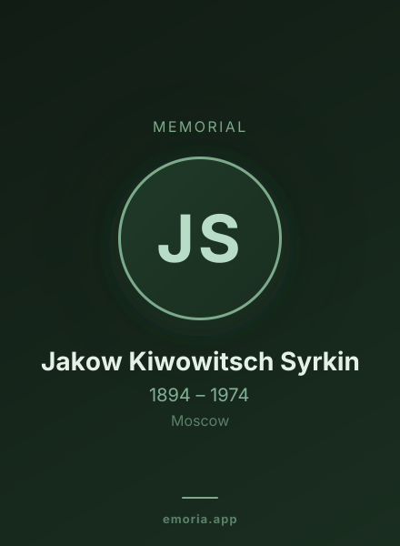 Memorial portrait of Jakow Kiwowitsch Syrkin