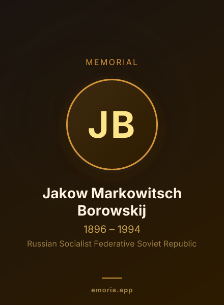 Memorial portrait of Jakow Markowitsch Borowskij
