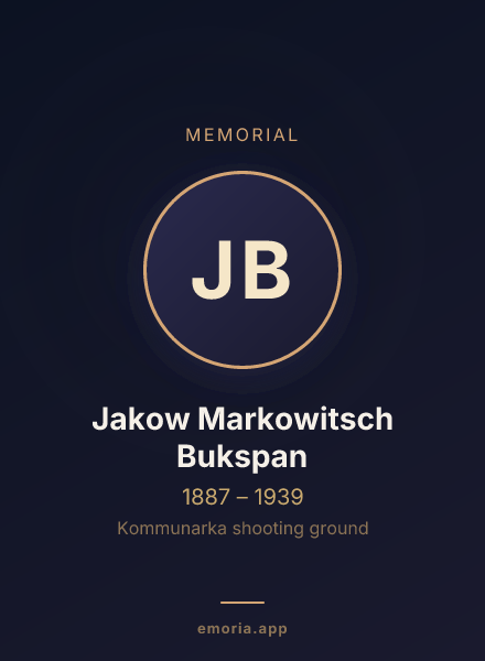 Memorial portrait of Jakow Markowitsch Bukspan
