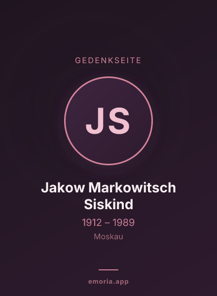 Gedenkportrait von Jakow Markowitsch Siskind