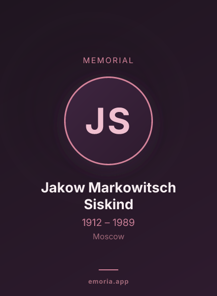 Memorial portrait of Jakow Markowitsch Siskind