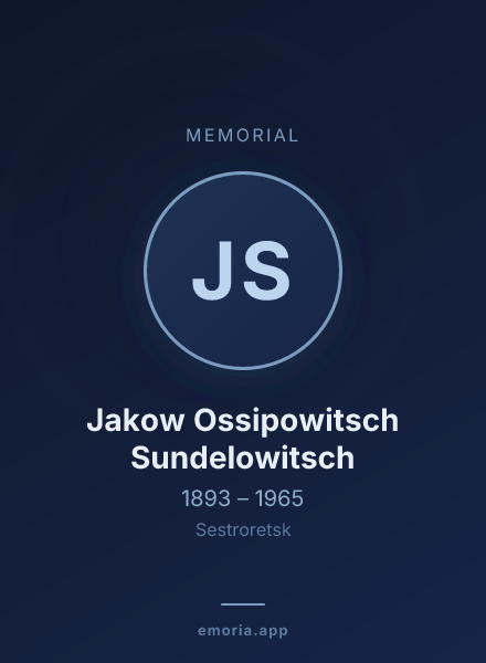 Memorial portrait of Jakow Ossipowitsch Sundelowitsch