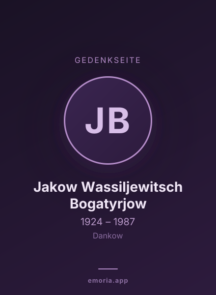 Gedenkportrait von Jakow Wassiljewitsch Bogatyrjow