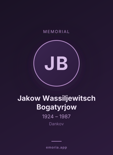 Memorial portrait of Jakow Wassiljewitsch Bogatyrjow