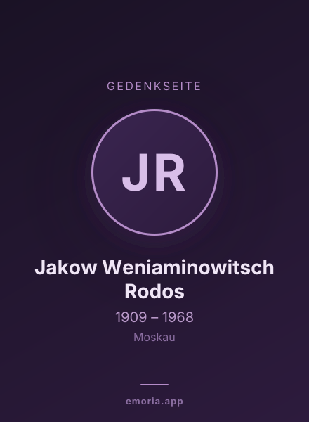 Gedenkportrait von Jakow Weniaminowitsch Rodos