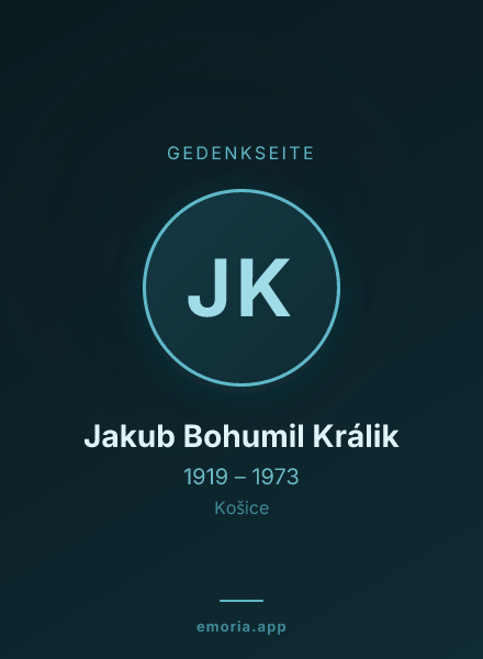 Gedenkportrait von Jakub Bohumil Králik