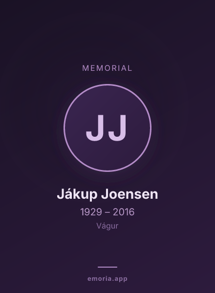 Memorial portrait of Jákup Joensen