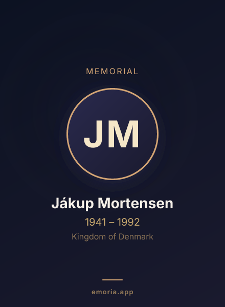 Memorial portrait of Jákup Mortensen