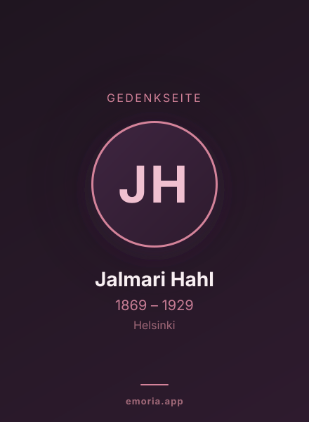 Gedenkportrait von Jalmari Hahl