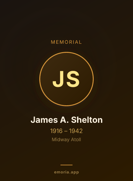 Memorial portrait of James A. Shelton