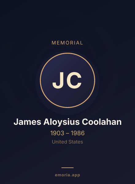 Memorial portrait of James Aloysius Coolahan