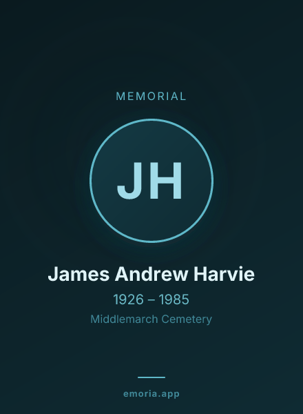 Memorial portrait of James Andrew Harvie