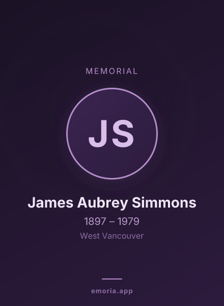 Memorial portrait of James Aubrey Simmons
