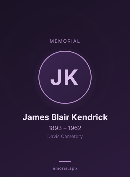 Memorial portrait of James Blair Kendrick