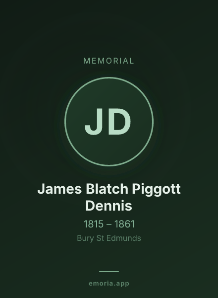 Memorial portrait of James Blatch Piggott Dennis