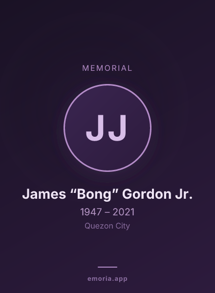 Memorial portrait of James “Bong” Gordon Jr.