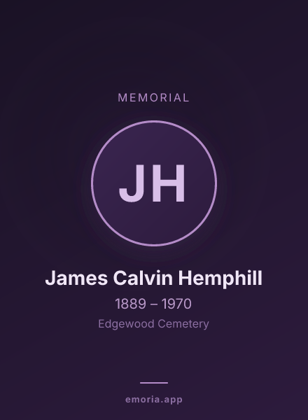 Memorial portrait of James Calvin Hemphill