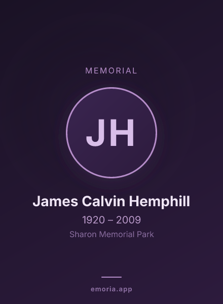 Memorial portrait of James Calvin Hemphill