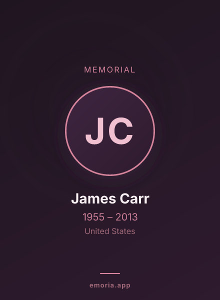 Memorial portrait of James Carr