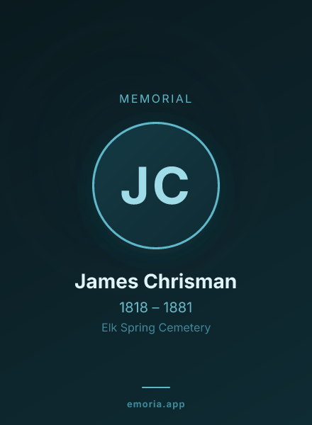Memorial portrait of James Chrisman