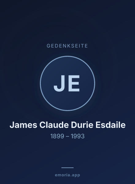 Gedenkportrait von James Claude Durie Esdaile