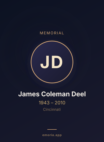 Memorial portrait of James Coleman Deel