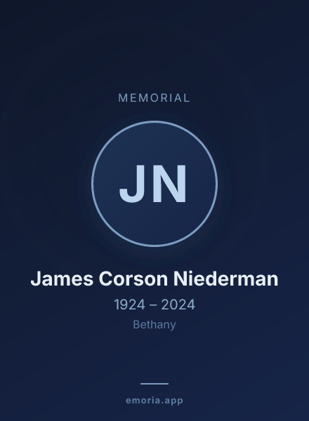 Memorial portrait of James Corson Niederman