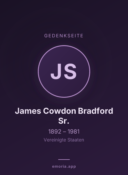 Gedenkportrait von James Cowdon Bradford Sr.