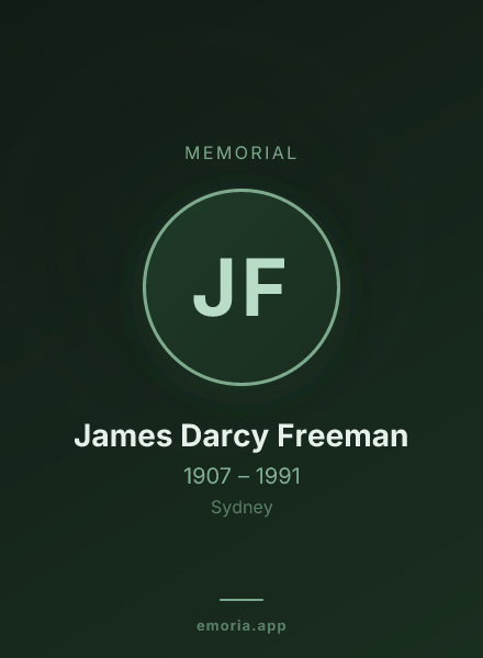 Memorial portrait of James Darcy Freeman