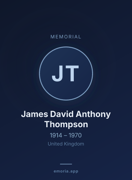 Memorial portrait of James David Anthony Thompson