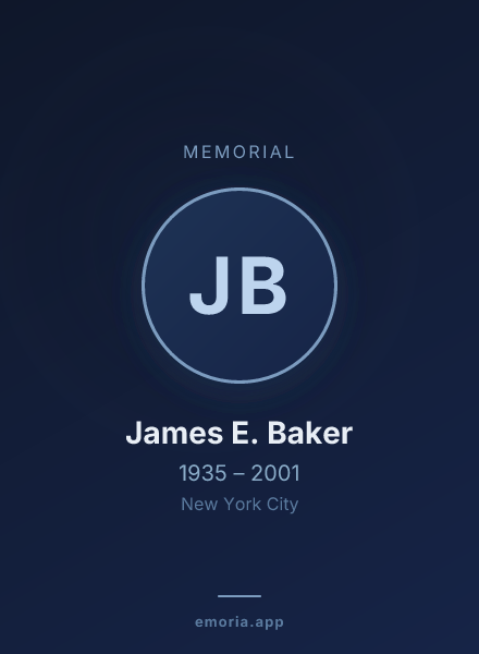 Memorial portrait of James E. Baker
