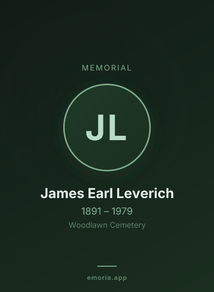 Memorial portrait of James Earl Leverich