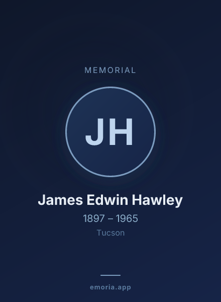 Memorial portrait of James Edwin Hawley
