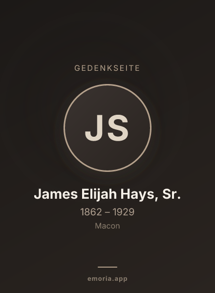Gedenkportrait von James Elijah Hays, Sr.